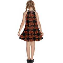 Kids  Halter Collar Waist Tie Chiffon Dress 