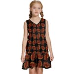 Fantasy skeleton dragon hand drawn motif pattern Kids  Sleeveless Tiered Mini Dress