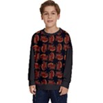 Fantasy skeleton dragon hand drawn motif pattern Kids  Crewneck Sweatshirt