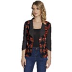 Fantasy skeleton dragon hand drawn motif pattern Women s One-Button 3/4 Sleeve Short Jacket