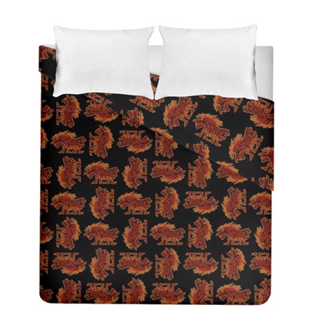 Fantasy Skeleton Dragon Hand Drawn Motif Seamless Pattern Bk Duvet Cover Double Side (Full/ Double Size) from ArtsNow.com