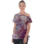 Hidden Heart Off Shoulder Tie-Up T-Shirt