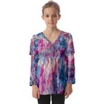 Blue Blend Kids  V Neck Casual Top