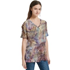 V-Neck Split Shoulder Casual T-Shirt 