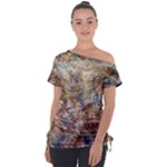 Mono Pour Blend  Off Shoulder Tie-Up T-Shirt