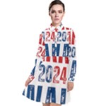 Kamala Harris 2024 Walz Long Sleeve Chiffon Shirt Dress