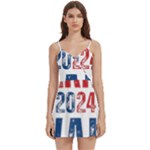 Kamala Harris 2024 Walz Body Wrap Sleeveless V-Neck Mini Dress