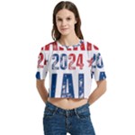 Kamala Harris 2024 Walz Women s Round Neck Short Sleeve Crop Top