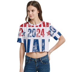 Women s Round Neck Short Sleeve Crop Top 