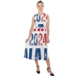 Kamala Harris 2024 Walz Midi Tie-Back Chiffon Dress