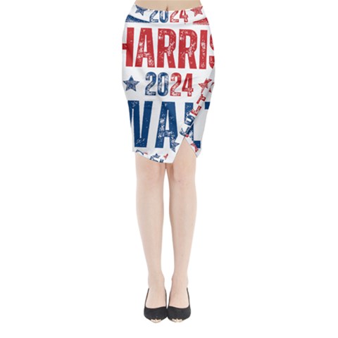 Kamala Harris 2024 Walz Midi Wrap Pencil Skirt from ArtsNow.com