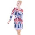 Kamala Harris 2024 Walz Button Long Sleeve Dress