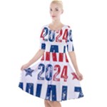 Kamala Harris 2024 Walz Quarter Sleeve A-Line Dress With Pockets