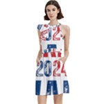 Kamala Harris 2024 Walz Cocktail Party Halter Sleeveless Dress With Pockets