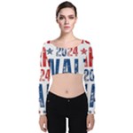 Kamala Harris 2024 Walz Velvet Long Sleeve Crop Top