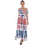 Kamala Harris 2024 Walz Off Shoulder Open Front Chiffon Dress