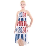 Kamala Harris 2024 Walz High-Low Halter Chiffon Dress 