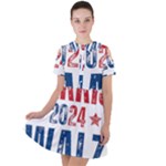 Kamala Harris 2024 Walz Short Sleeve Shoulder Cut Out Dress 