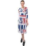 Kamala Harris 2024 Walz Ruffle End Midi Chiffon Dress