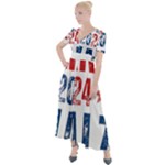 Kamala Harris 2024 Walz Button Up Short Sleeve Maxi Dress