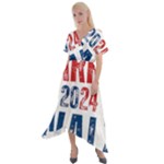 Kamala Harris 2024 Walz Cross Front Sharkbite Hem Maxi Dress