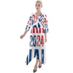 Kamala Harris 2024 Walz Quarter Sleeve Wrap Front Maxi Dress