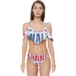 Kamala Harris 2024 Walz Ruffle Edge Tie Up Bikini Set	