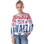 Kamala Harris 2024 Walz Kids  Long Sleeve T-Shirt with Frill 