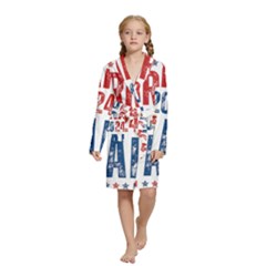 Kamala Harris 2024 Walz Kids  Long Sleeve Velvet Lounge Robe from ArtsNow.com