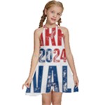 Kamala Harris 2024 Walz Kids  Halter Collar Waist Tie Chiffon Dress