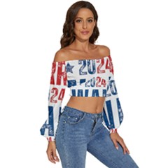 Long Sleeve Crinkled Weave Crop Top 