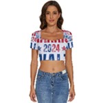 Kamala Harris 2024 Walz Short Sleeve Square Neckline Crop Top 