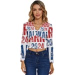 Kamala Harris 2024 Walz Long Sleeve V-Neck Top