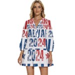 Kamala Harris 2024 Walz V-Neck Placket Mini Dress