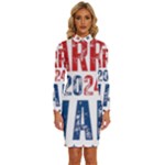 Kamala Harris 2024 Walz Long Sleeve Shirt Collar Bodycon Dress