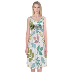 Leaf pattern  Midi Sleeveless Dress from ArtsNow.com