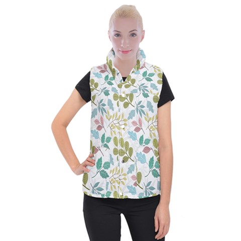 Leaf pattern  Women s Button Up Vest from ArtsNow.com