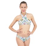 Leaf pattern  High Neck Bikini Set