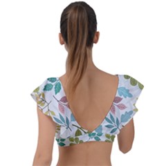 Plunge Frill Sleeve Bikini Top 