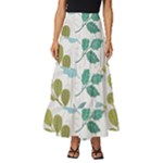 Leaf pattern  Tiered Ruffle Maxi Skirt