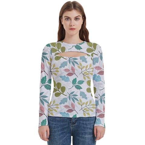 Leaf pattern  Women s Cut Out Long Sleeve T