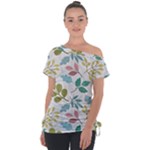 Leaf seamless pattern  Off Shoulder Tie-Up T-Shirt