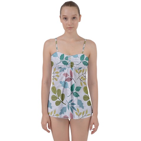 Leaf seamless pattern  Babydoll Tankini Top from ArtsNow.com