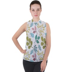 Mock Neck Chiffon Sleeveless Top 