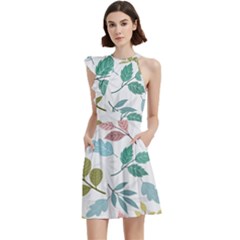 Cocktail Party Halter Sleeveless Dress With Pockets 