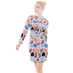 Button Long Sleeve Dress 