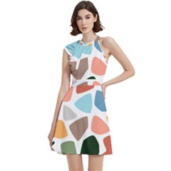 Cocktail Party Halter Sleeveless Dress With Pockets 