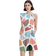 Cocktail Party Halter Sleeveless Dress With Pockets 