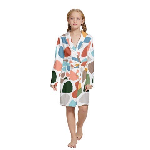 Shapes Seamless Pattern Kids  Long Sleeve Velvet Lounge Robe from ArtsNow.com