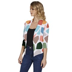 Women s Draped Front 3/4 Sleeve Shawl Collar Jacket 